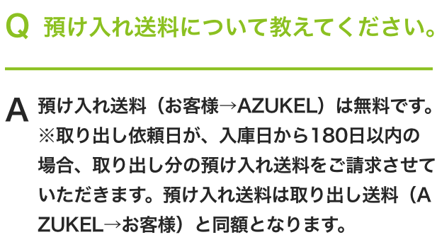 預け入れ送料について教えてください